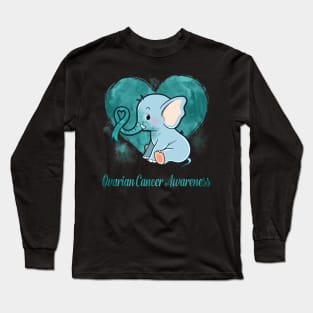 Ovarian Cancer Awareness Elephant Lovers Long Sleeve T-Shirt